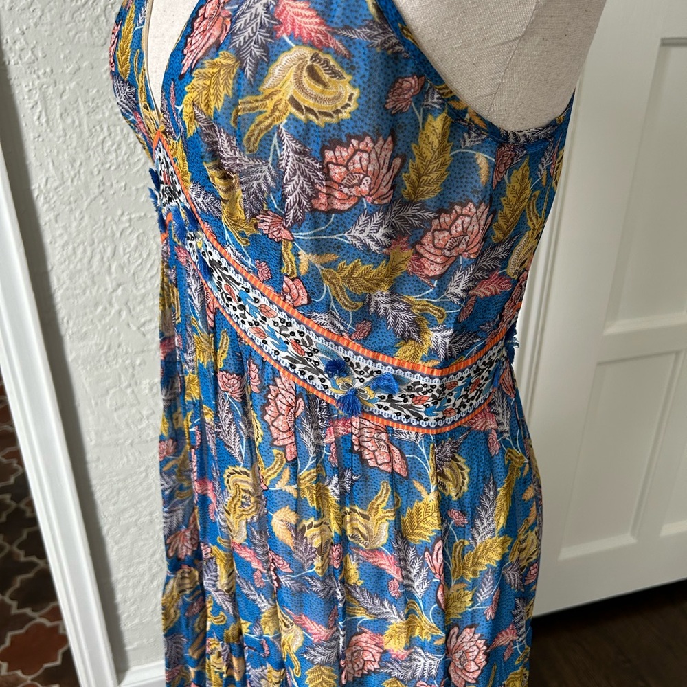 Strapless Floral Maxi Dress in Blue and Pink - Picture 4 of 4